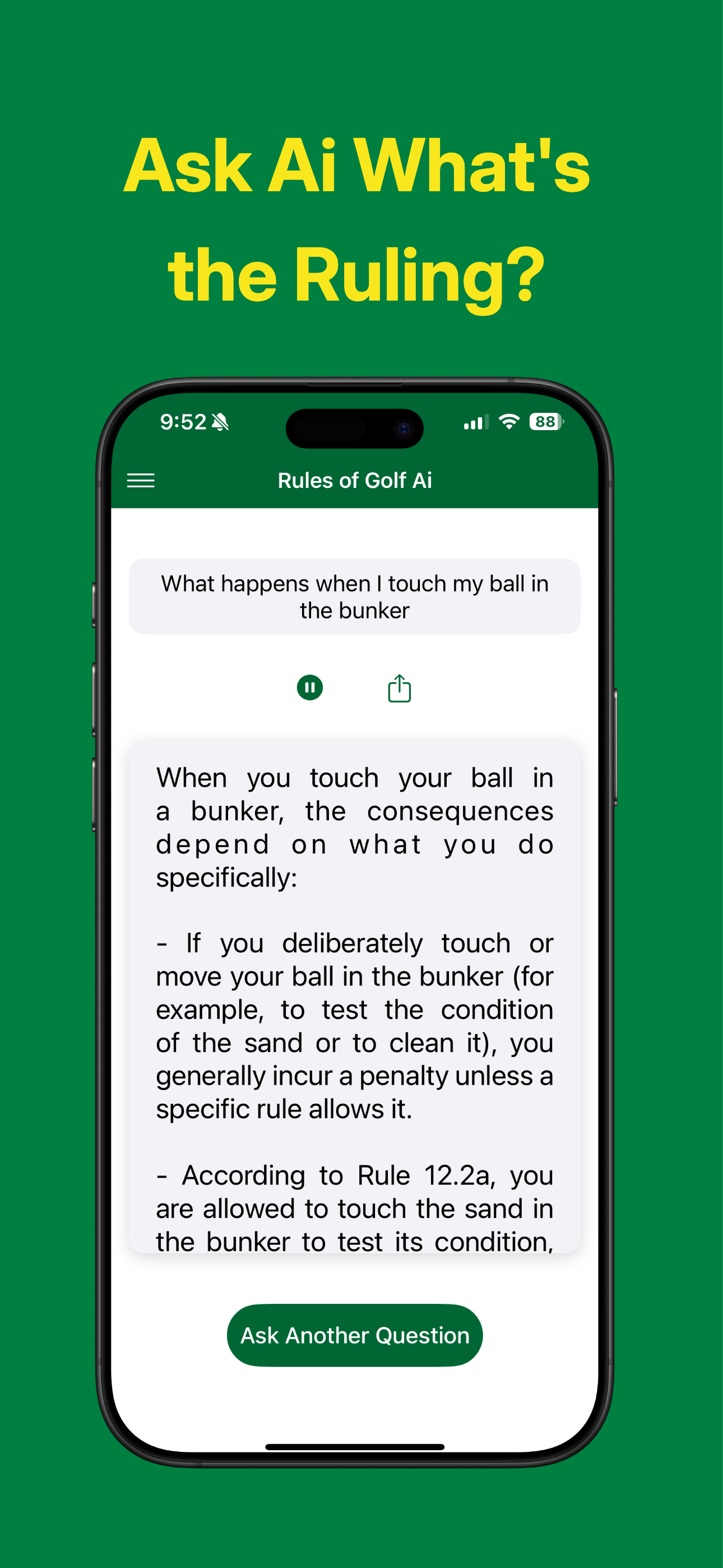 Rules of Golf Ai iOS Screenshot - Main Interface